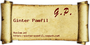 Ginter Pamfil névjegykártya